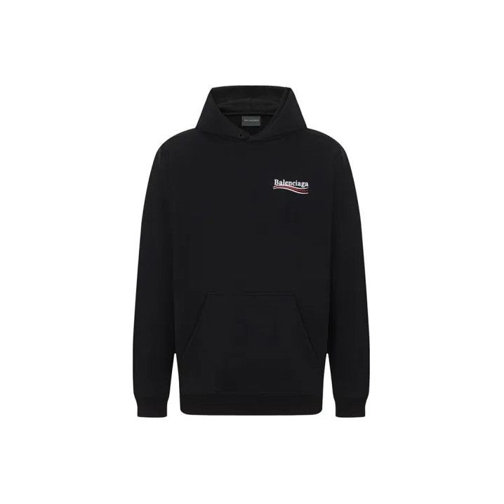 Balenciaga Balenciaga Black Logo Hooded Sweatshirt for Men Size US XL / EU 56 / 4 - 1 Thumbnail