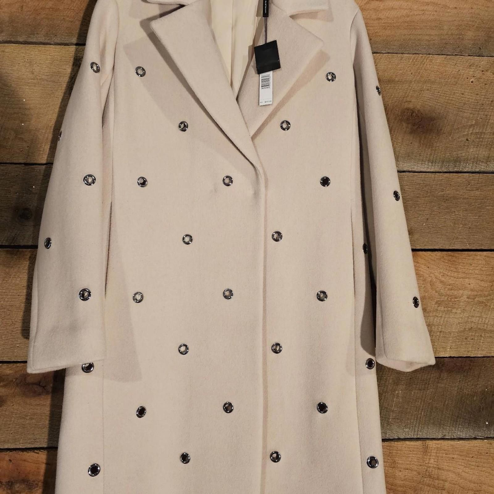 Elie Tahari Elie Tahari Women's Cream Coat With Grommets NWT Size S / US 4 / IT 40 - 1 Thumbnail