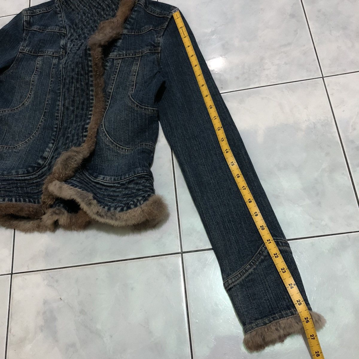 Vintage Encourager Japanese Brand Foxy Denim Jacket n Fur Rabbit Size S / US 4 / IT 40 - 25 Thumbnail