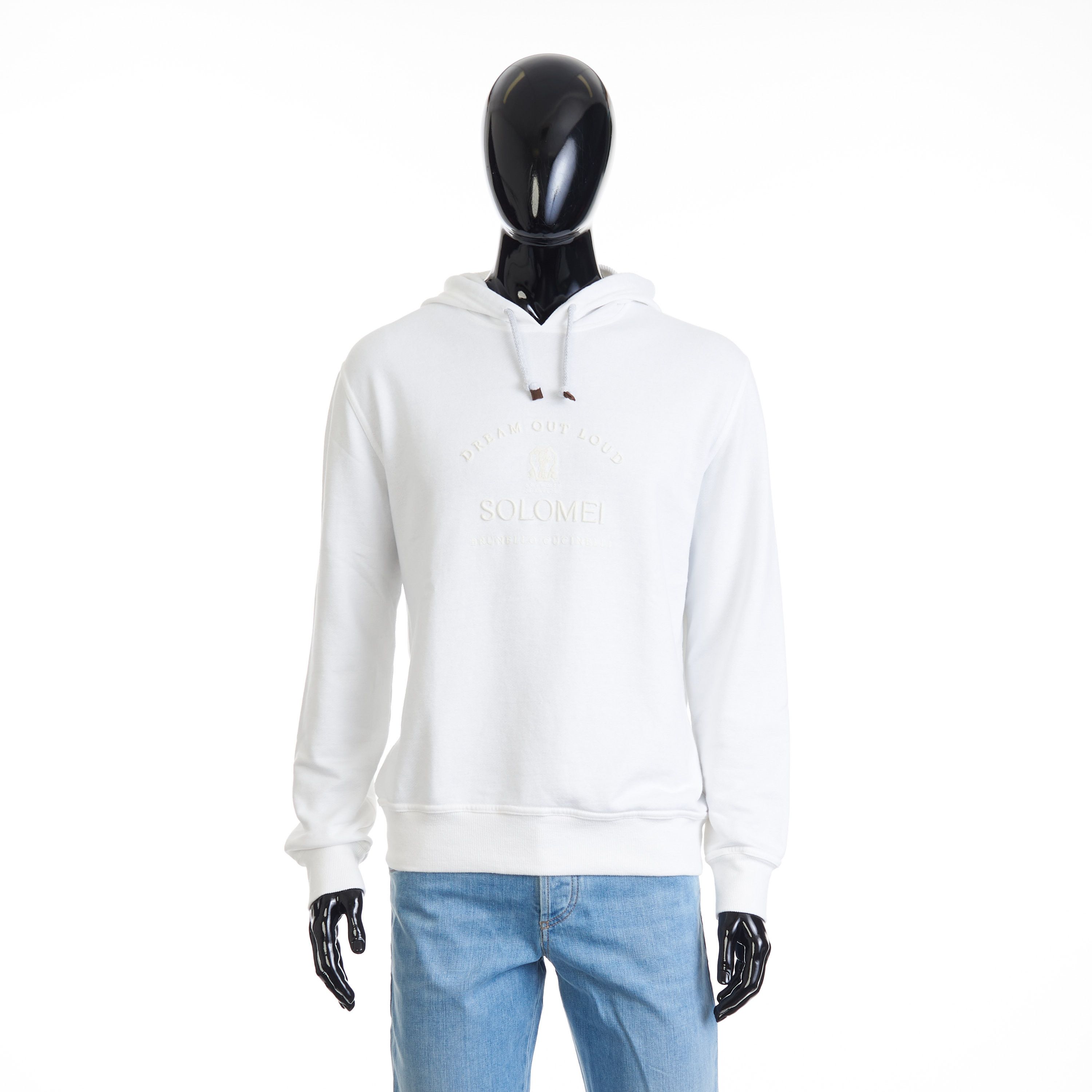 Brunello Cucinelli White Hooded Sweatshirt - Logo Embroidery, French Terry Size US S / EU 44-46 / 1 - 1 Thumbnail
