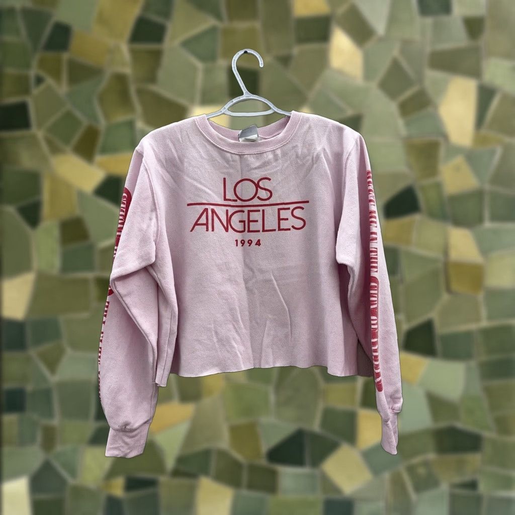 Vintage Mighty Fine Sweatshirt Womens Size Medium Pink Los Angeles Long Sleeve Cropped Size M / US 6-8 / IT 42-44 - 1 Thumbnail