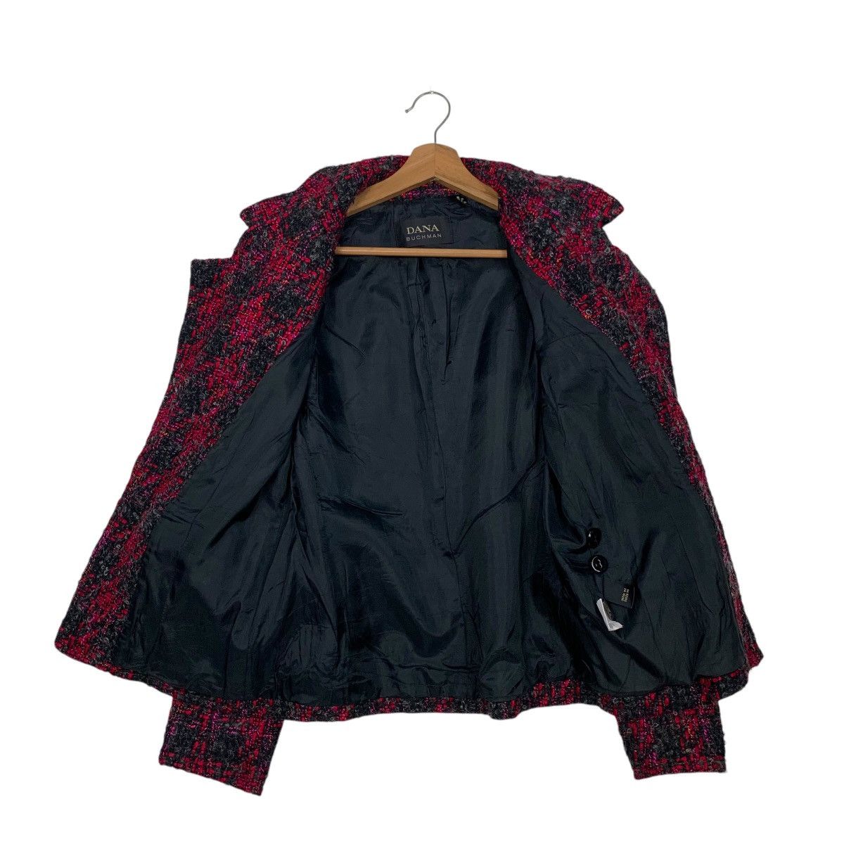 Other DANA BUCHMAN Red Black Checked Tweed Jacket #2737-C123 Size M / US 6-8 / IT 42-44 - 11 Thumbnail