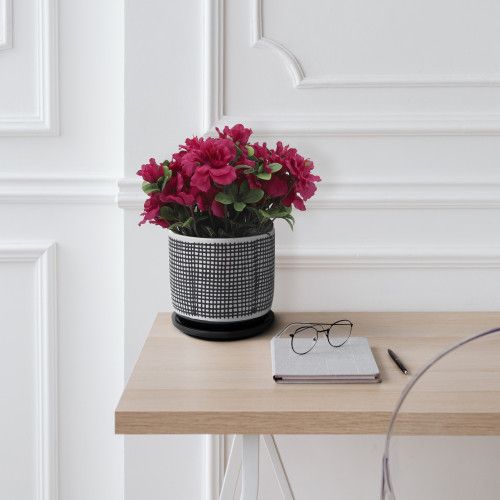 Designer × Homemade 6" MESH DESIGN PLANTER W/ SAUCER, GRAY Size US L / EU 52-54 / 3 - 1 Thumbnail