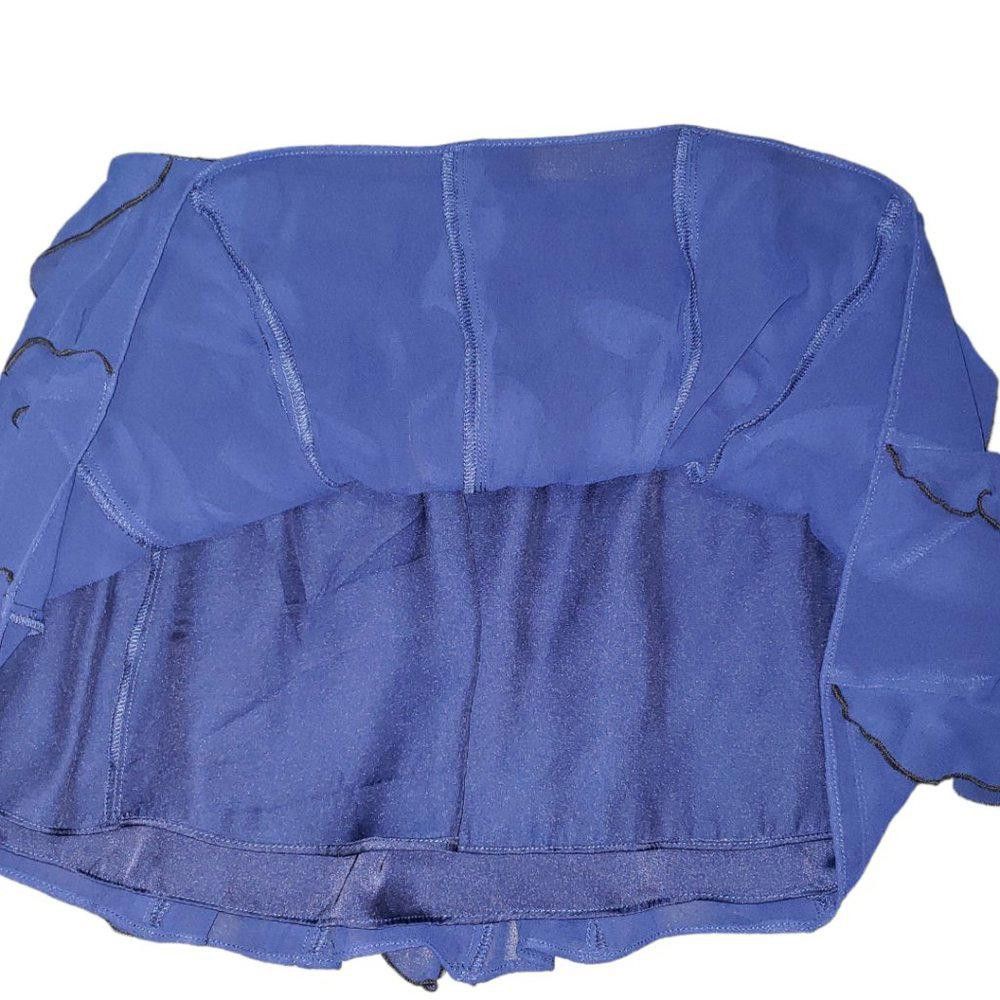 Express CT373a Ladies Express Blue Ruffled Flair Mini Skirt S Size 28" / US 6 / IT 42 - 2 Thumbnail
