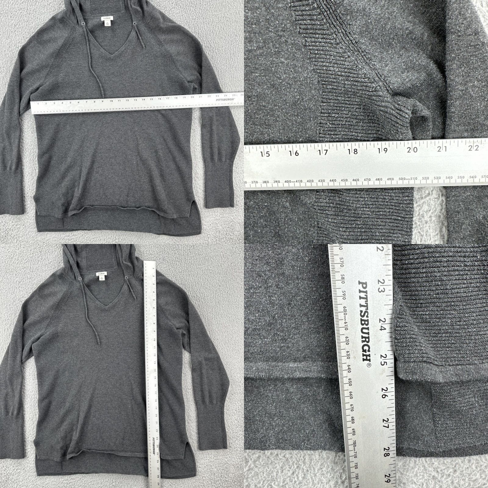 Vintage VINTAGE L.L. Bean Women Hoodie Gray Knit Thumb Hole Sleeves Regular Fit Pullover Activewear Size L / US 10 / IT 46 - 8 Thumbnail