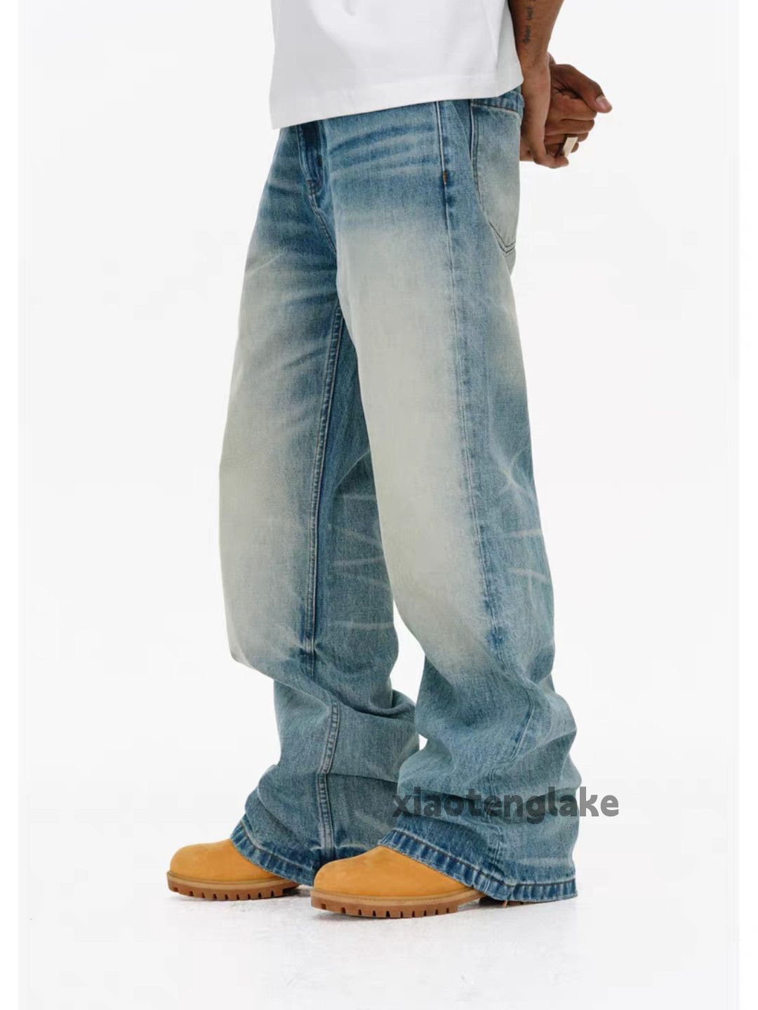 Jean Custom washed faded loose baggy skate hiphop jeans Size US 36 / EU 52 - 5 Thumbnail