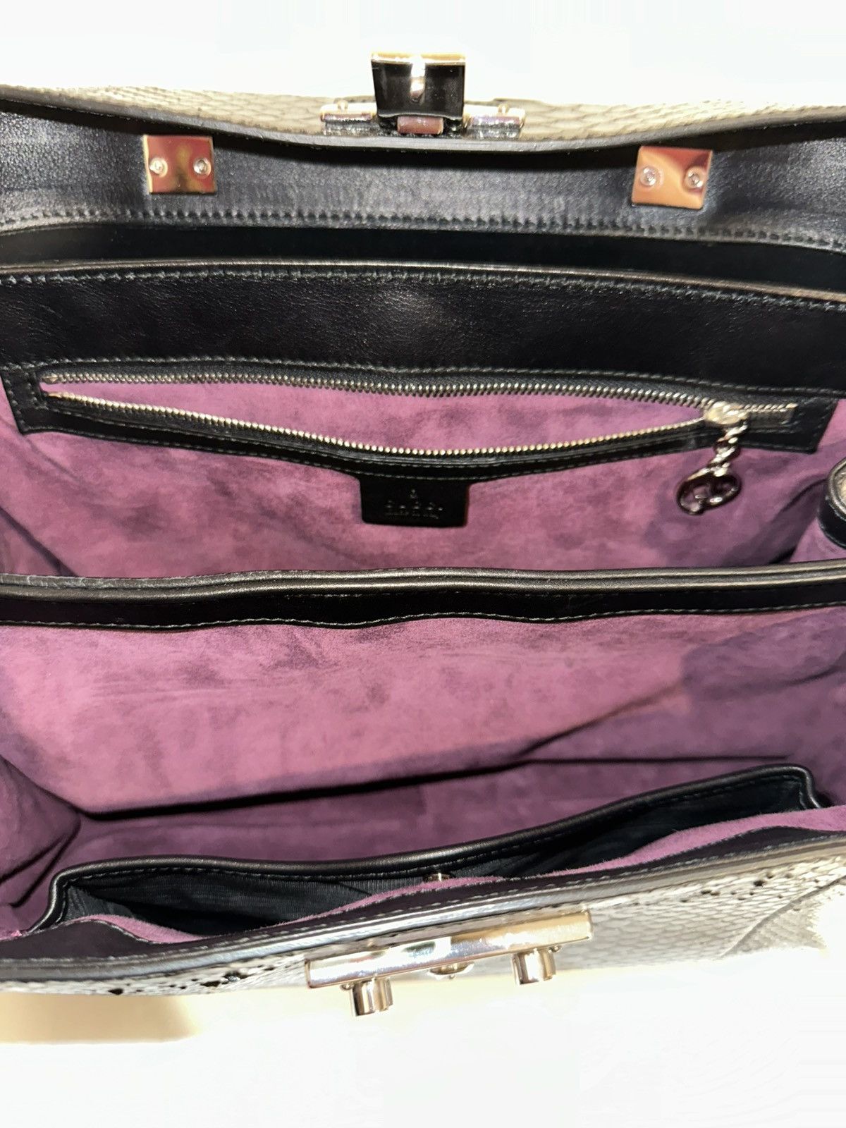 Gucci × Vintage Gucci Black Python Lady Lock Large handle bag Size ONE SIZE - 7 Thumbnail