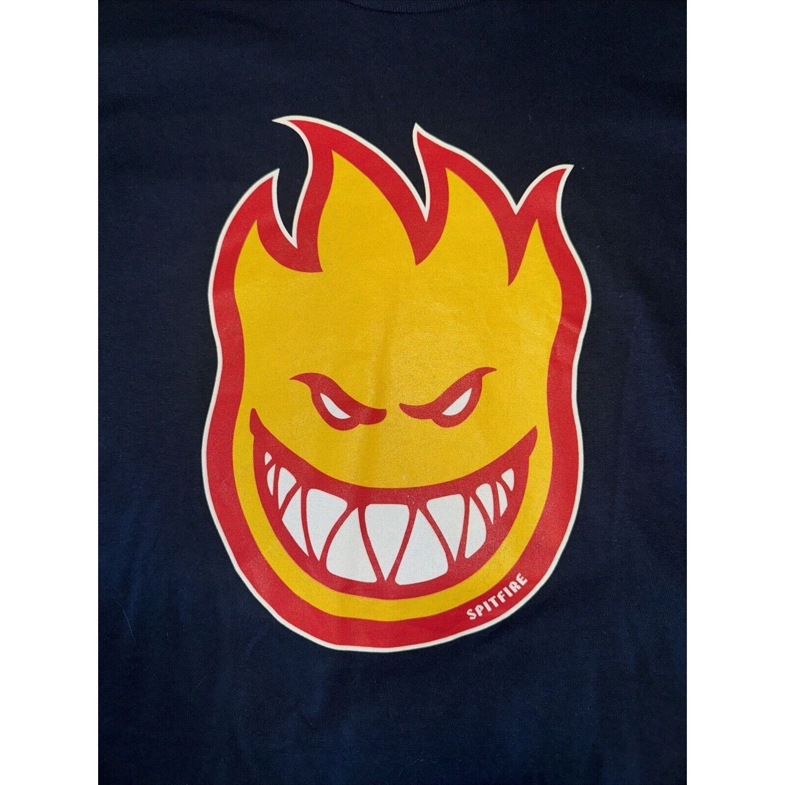 Spitfire × Vintage Spitfire Flaming Head Long Sleeve T-Shirt Navy Blue L 21x28 Size US L / EU 52-54 / 3 - 2 Thumbnail