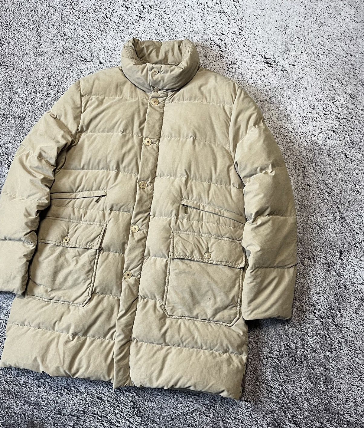 Moncler Vintage Moncler Down Puffer Jacket Beige Mens Size 6 Size US XL / EU 56 / 4 - 3 Thumbnail
