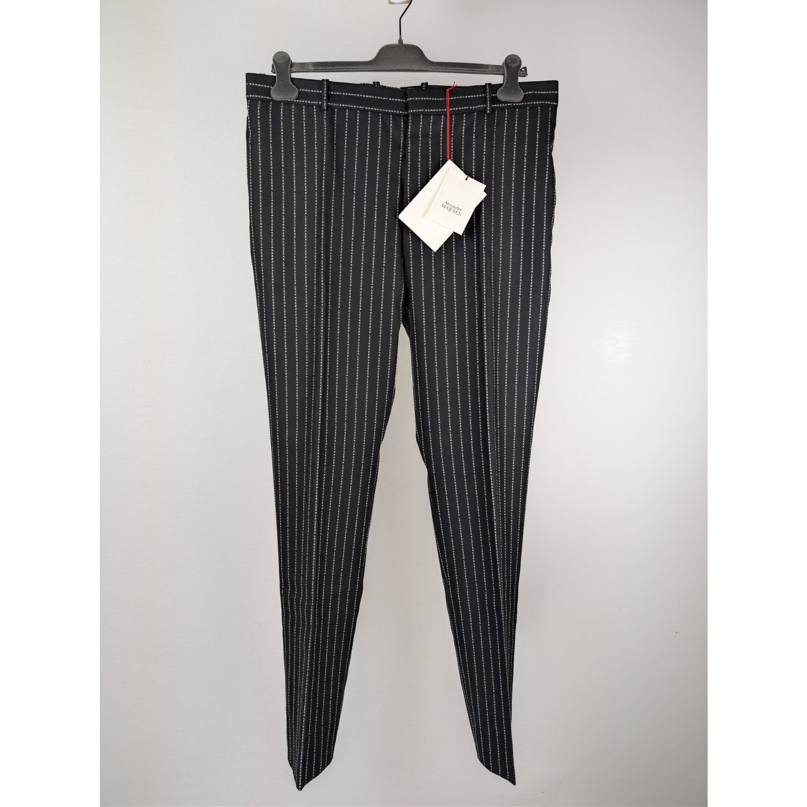 Alexander McQueen o1rshd1 McQueen Lettered Pinstripe Pants in Black/White Size US 40 / EU 56 - 1 Thumbnail