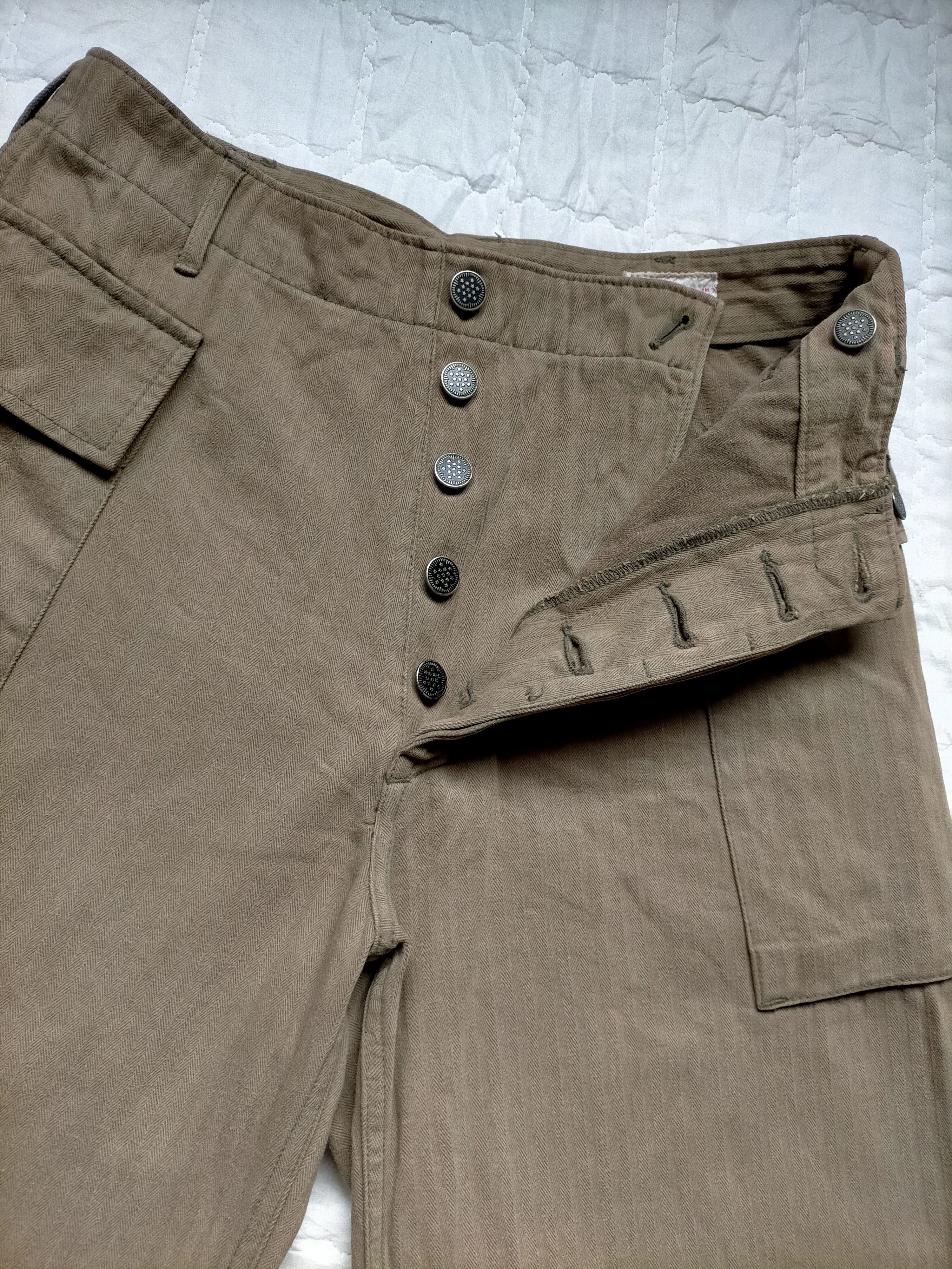 Japanese Brand × Vintage WW2 Army Green 13 Star HBT Trouser Pants Size US 28 / EU 44 - 6 Thumbnail