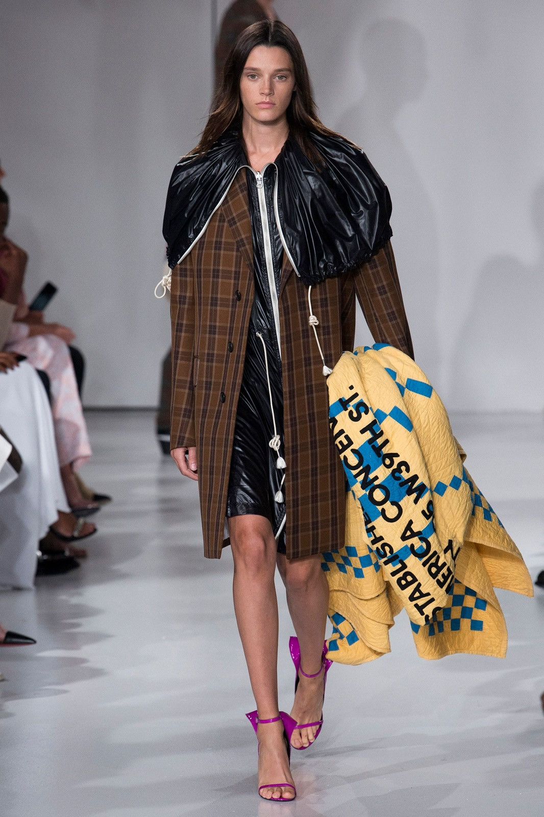 Calvin Klein 205W39NYC SS18 Brown Plaid Tailored Coat Size S / US 4 / IT 40 - 5 Thumbnail