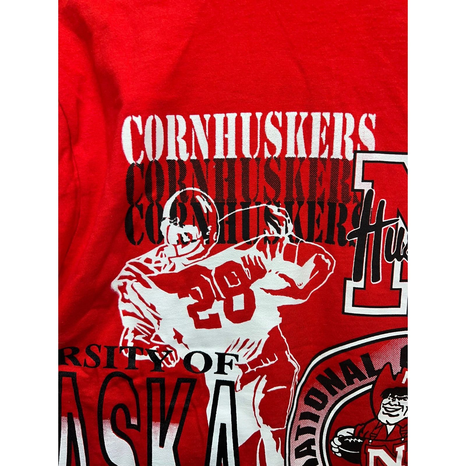 Fruit Of The Loom Vintage Nebraska Cornhuskers Shirt Huskers Football Tee 90s Size US L / EU 52-54 / 3 - 9 Thumbnail
