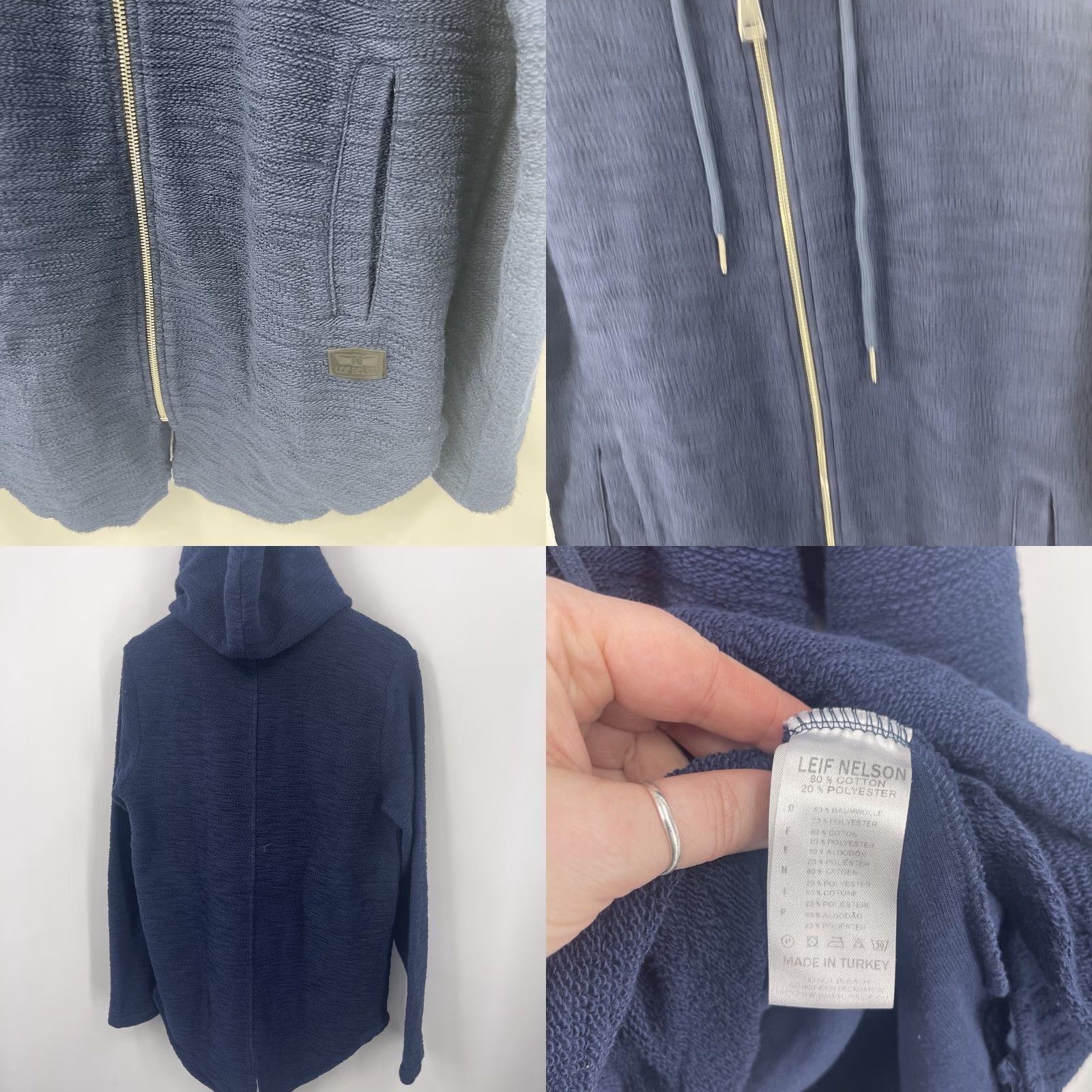 Vintage Leif Nelson Hoodie Zip Sweater Mens M Dark Blue Reverse Knit French Terry Full Zip Adults Medium Blue Modern Classic Sweatshirt Men Size US M / EU 48-50 / 2 - 8 Thumbnail