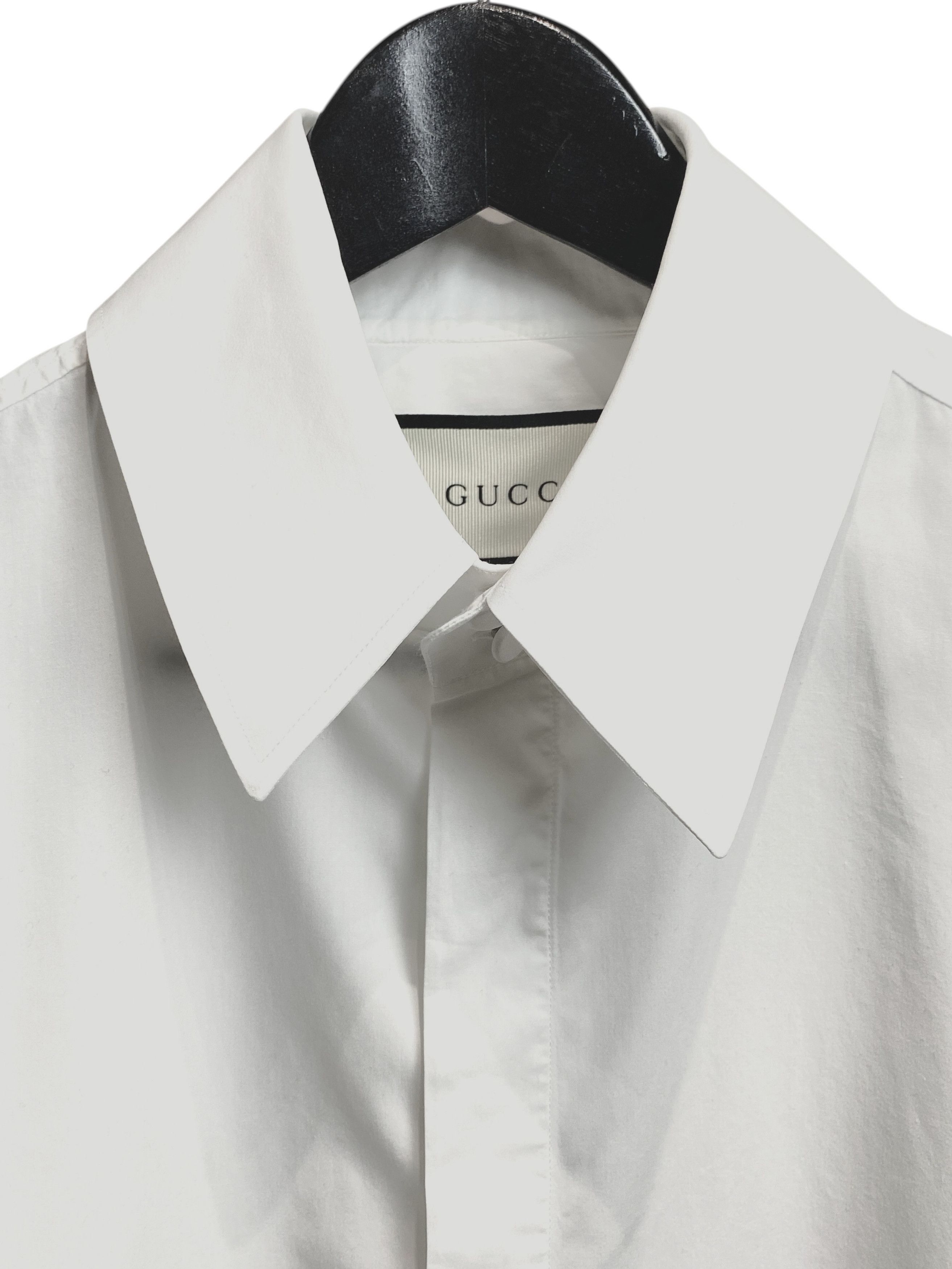 Gucci Gucci White Poplin Long Skinny Formal Classic Dress Shirt Size US L / EU 52-54 / 3 - 6 Thumbnail