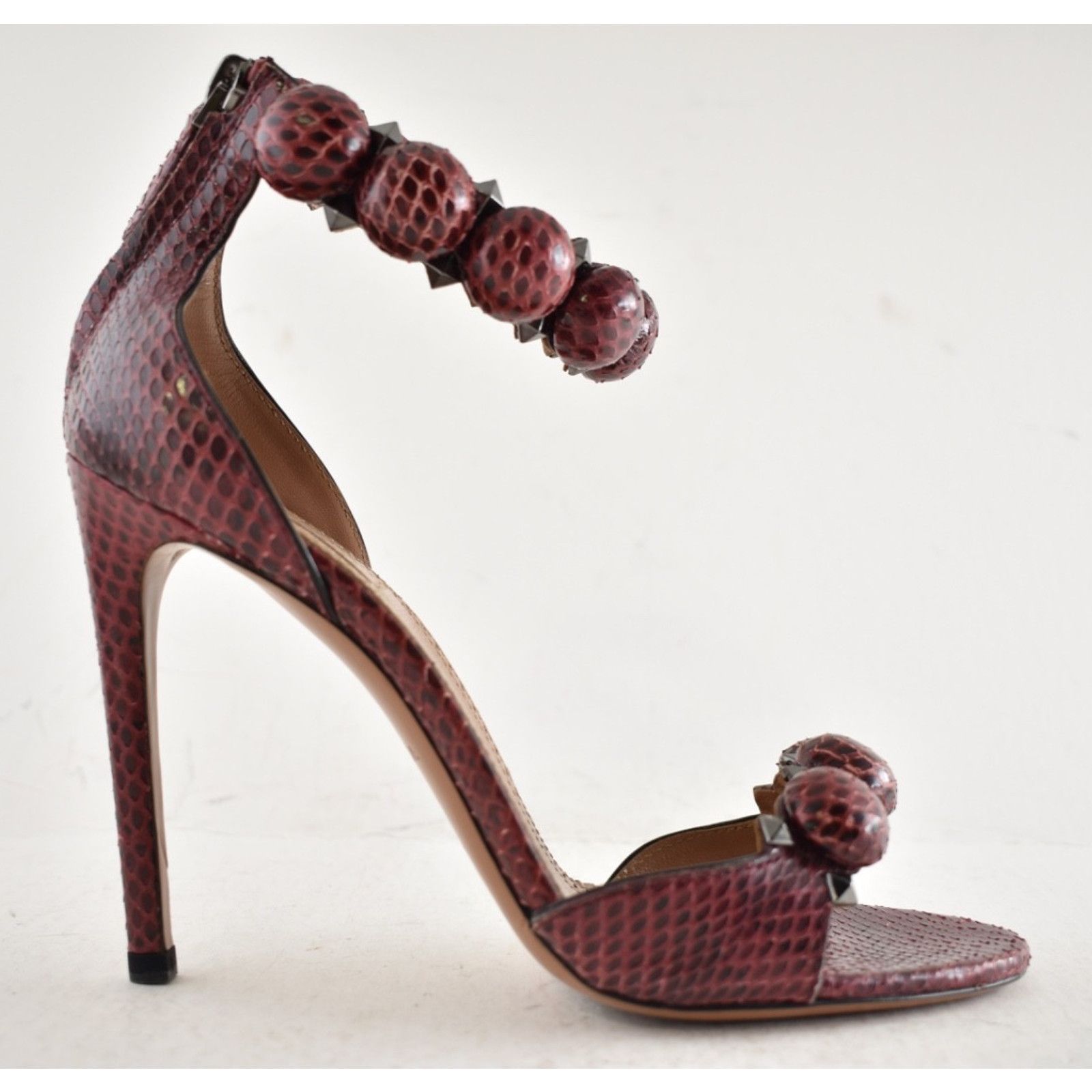Alaia Alaia Bombe Red Snakeskin Studded Ankle Strap Sandal 36 Size US 6 / IT 36 - 2 Thumbnail