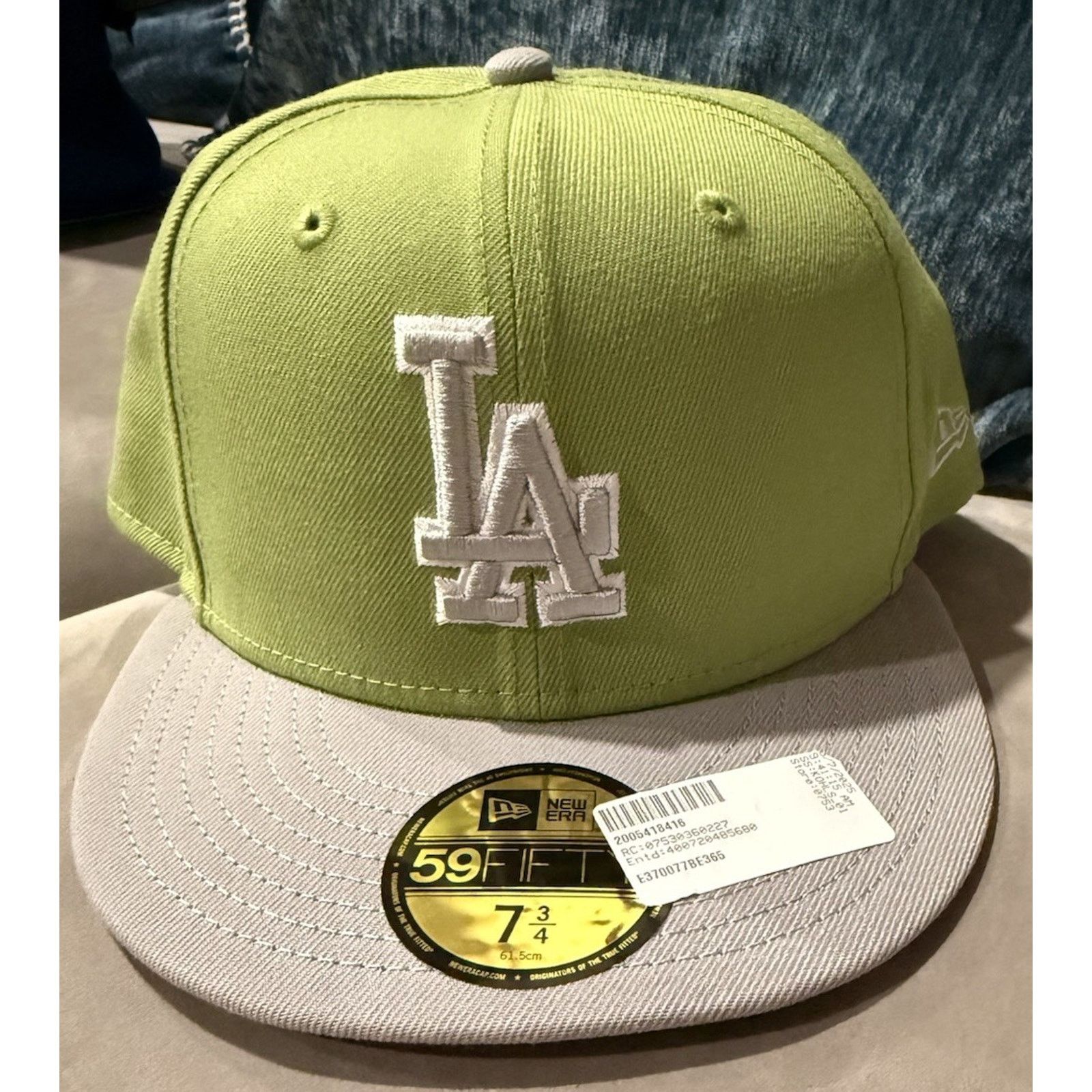 New Era LA Dodgers New Era 59FIFTY Fitted Hat Green Gray 7 3/4 MLB Size 34 - 1 Thumbnail
