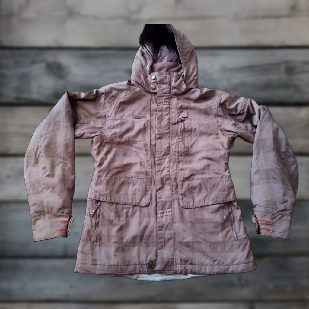 Vintage SIMMS Jacket Women Large Brown Nylon Hooded Winter Coat Ski Snowboard Womens Size L / US 10 / IT 46 - 1 Thumbnail