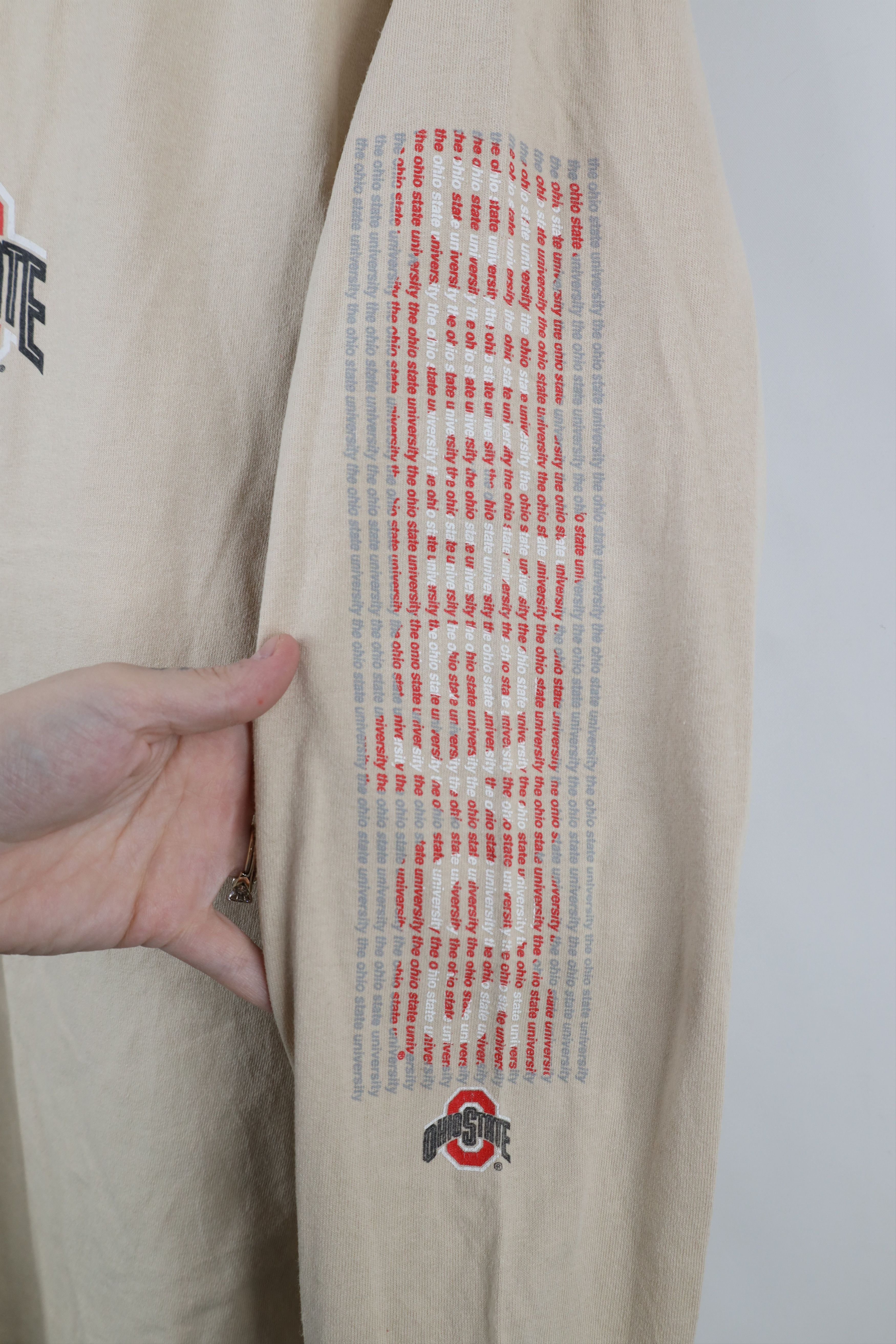 Vintage Vintage 90s Ohio State University Long Sleeve T-Shirt Beige Size US L / EU 52-54 / 3 - 4 Thumbnail