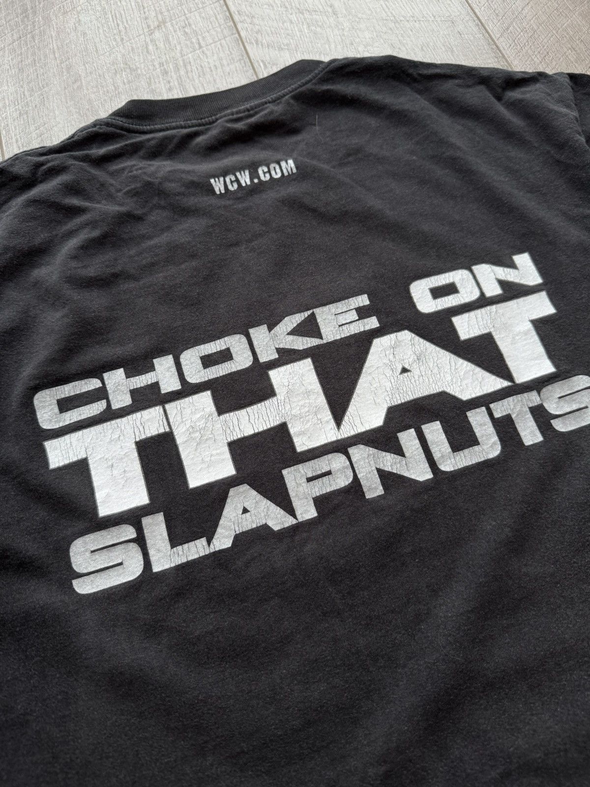 WWF Vintage 2000 WCW Jeff Jarrett Choke On That Slapnuts T-Shirt Size US L / EU 52-54 / 3 - 4 Thumbnail
