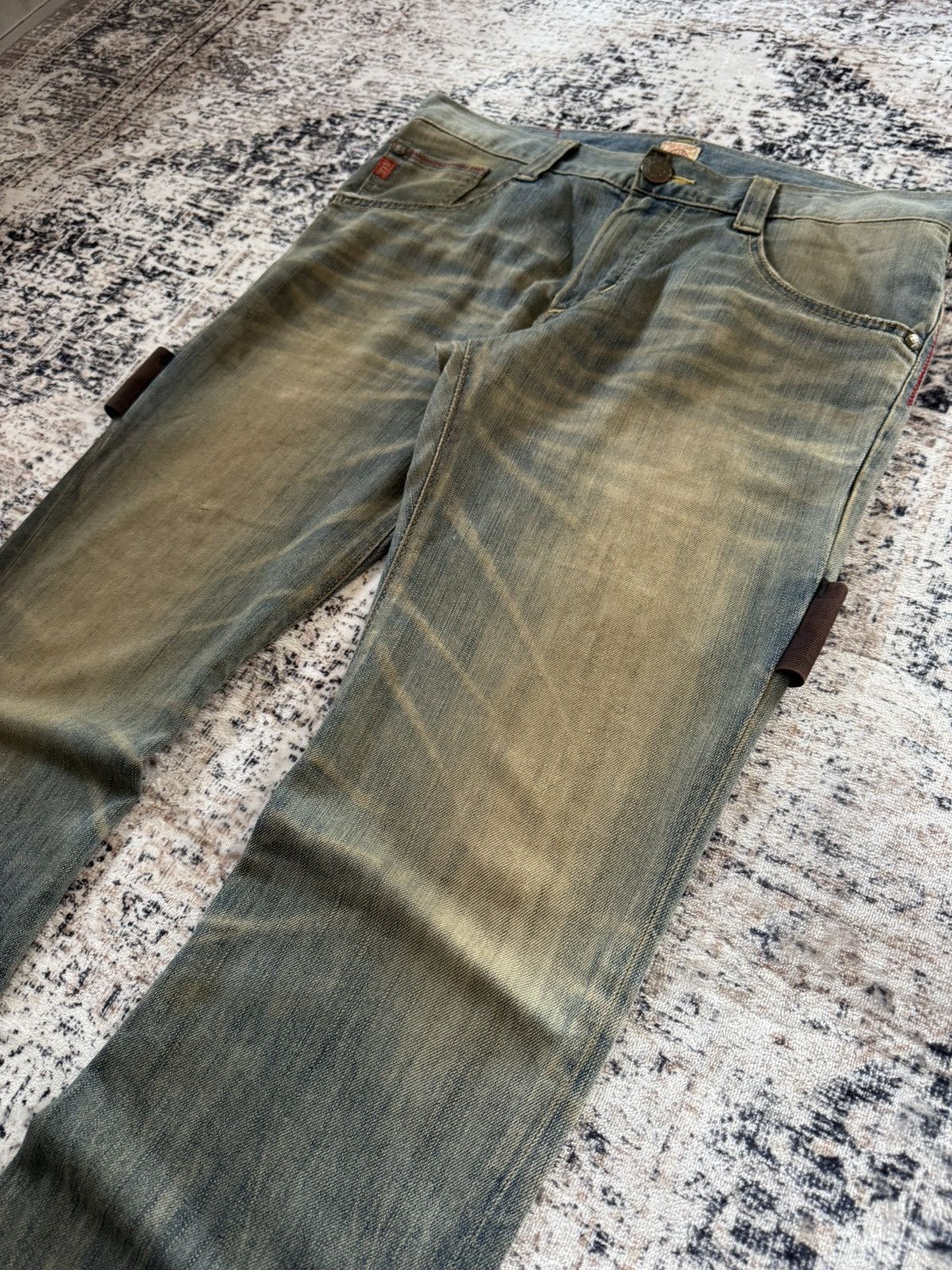 Le Grande Bleu (L.G.B.) Edwin Tokyo Mud Wash Distressed Flared Jeans Size US 36 / EU 52 - 5 Thumbnail