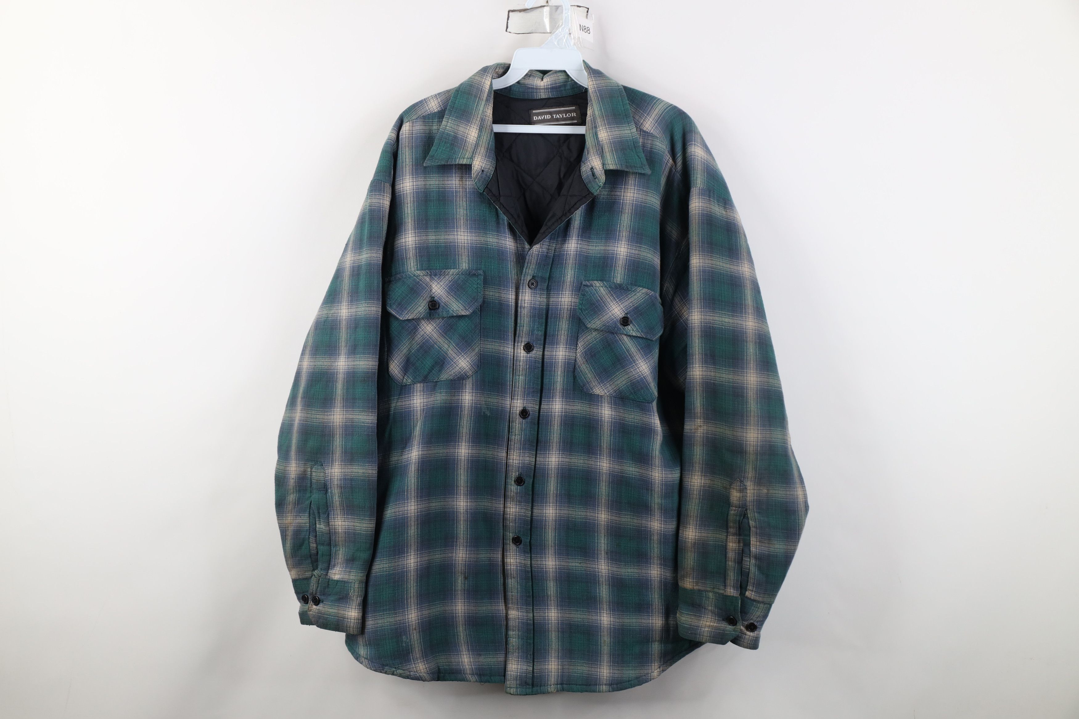 Vintage Vintage 90s Streetwear Quilted Flannel Shirt Jacket Plaid Size US XXL / EU 58 / 5 - 1 Thumbnail