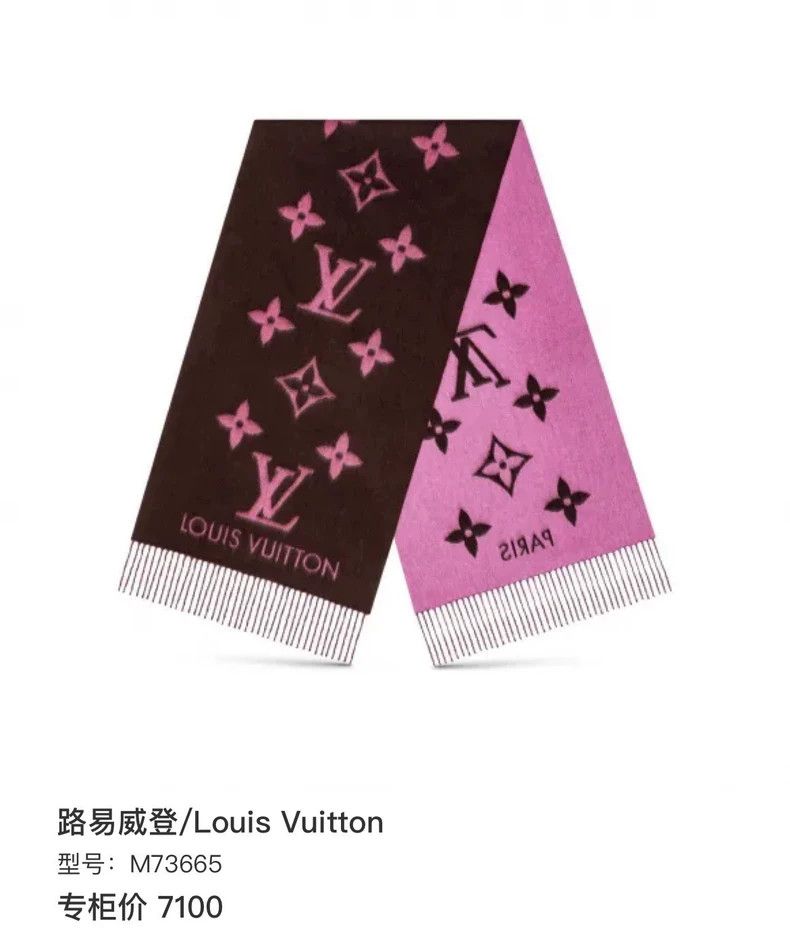 Louis Vuitton Louis Vuitton Purple and pink cashmere shawl tassel scarf Size ONE SIZE - 6 Thumbnail