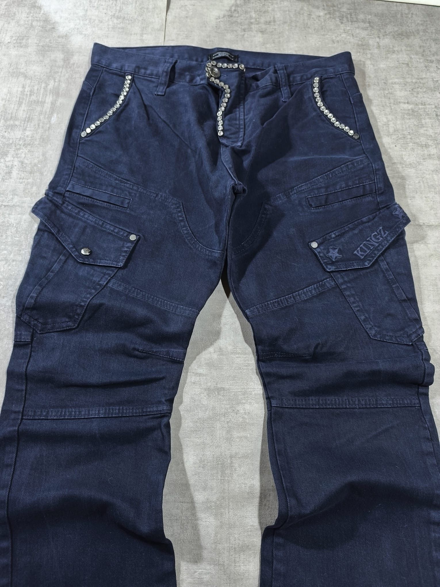 Hysteric Glamour faded number nine type Kingz studded military cargo jeans Size US 34 / EU 50 - 4 Thumbnail