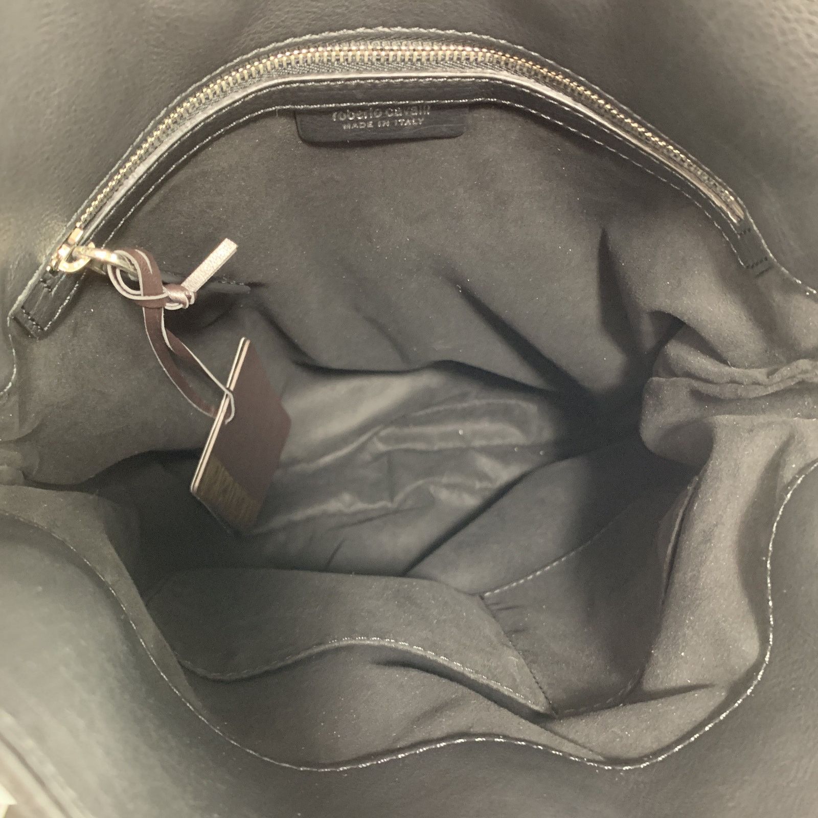Roberto Cavalli ROBERTO CAVALLI Black Leather Studded Fring Bucket Backpack Size ONE SIZE - 7 Thumbnail