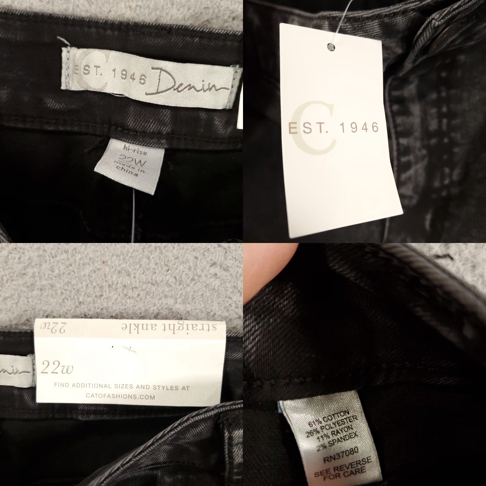 Vintage Cato Jeans Womens 22W Ankle Straight Distressed Wash Black NWT(Size 22W) Regular 5-Pocket Denim Cap Ultr a? Size 40" / US 18 - 8 Thumbnail