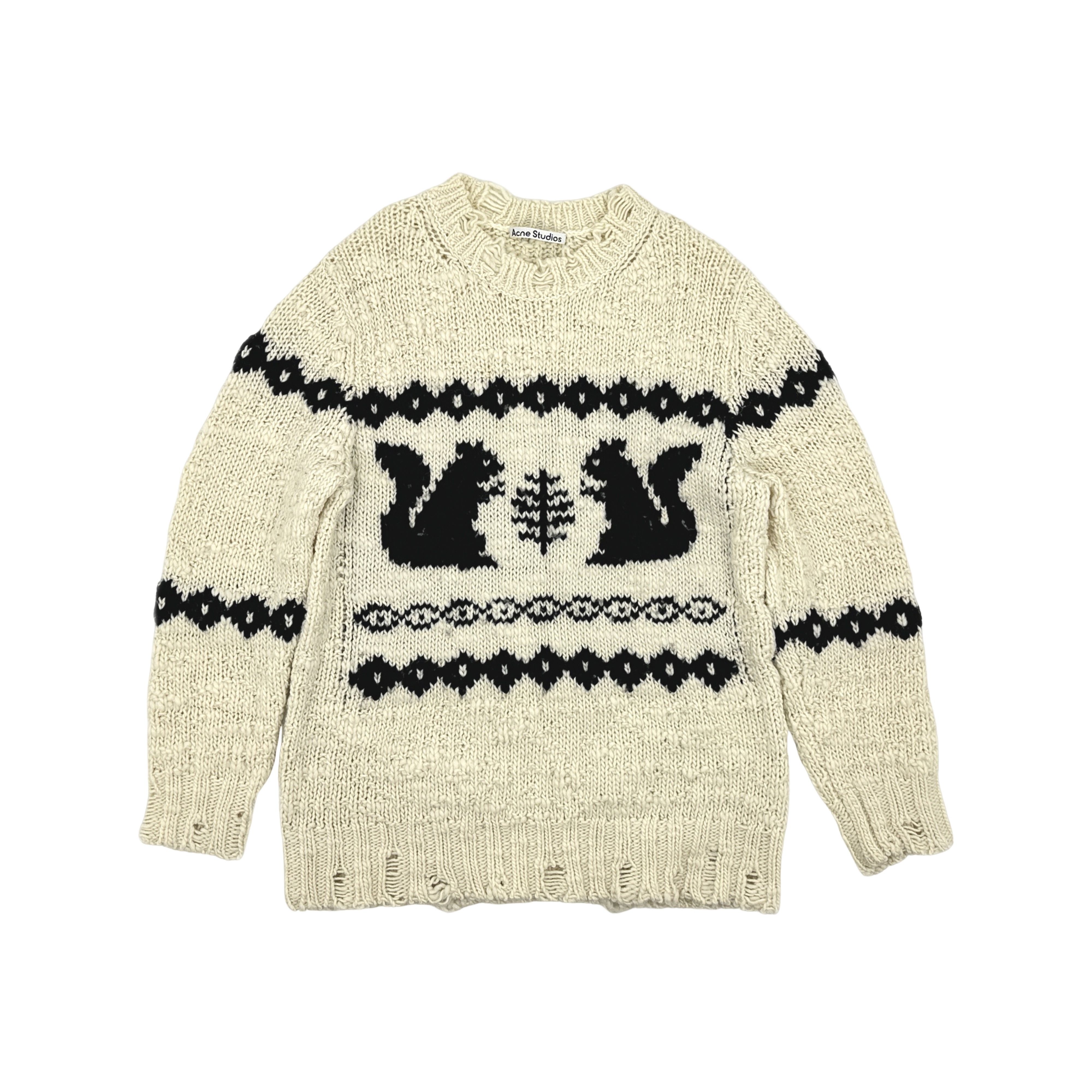 Acne Studios Acne Studios Distressed Squirrel Intarsia Sweater L Size L / US 10 / IT 46 - 1 Thumbnail