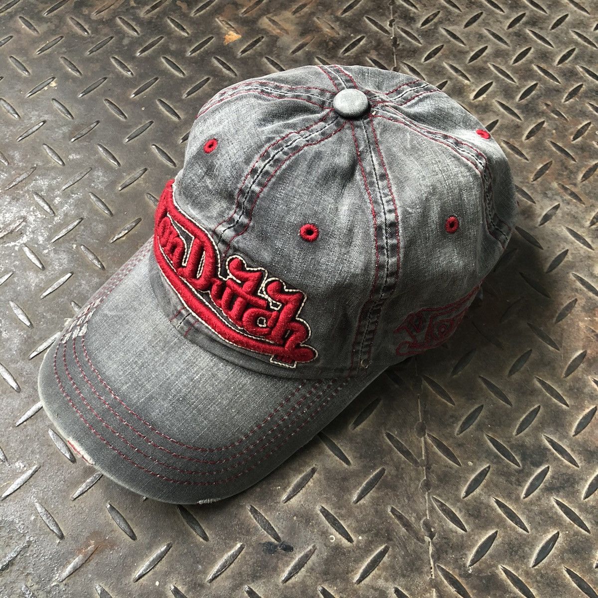 Von Dutch 🚫 SOLD 🚫 Vondutch Spell Out Distressed Hat Greywashed Size ONE SIZE - 2 Thumbnail