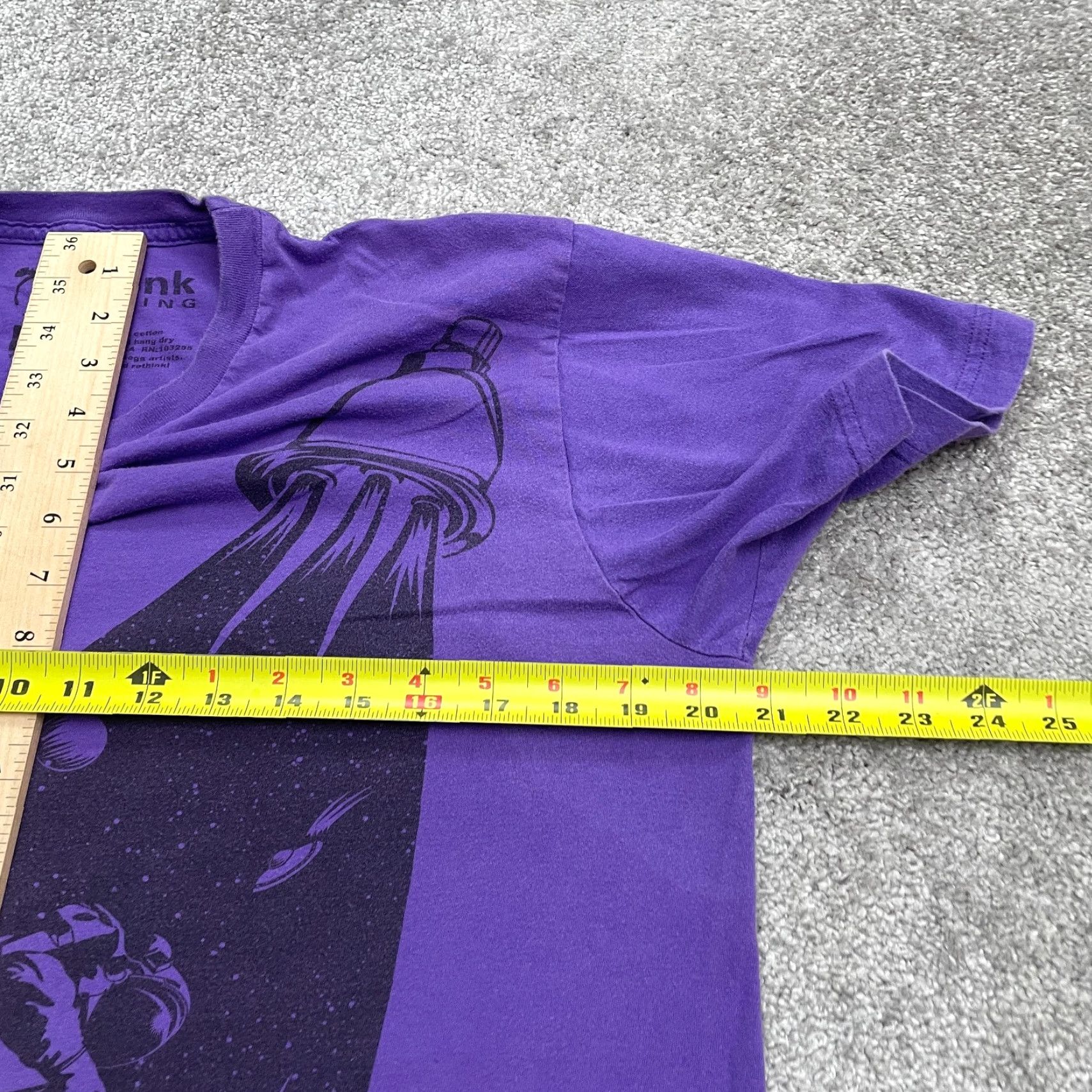 Vintage Rethink T-Shirt Unisex Adult Large Purple Astronaut Space Tee Graphic Print Crew Neck Short Sleeve Casual Size L / US 10 / IT 46 - 6 Thumbnail