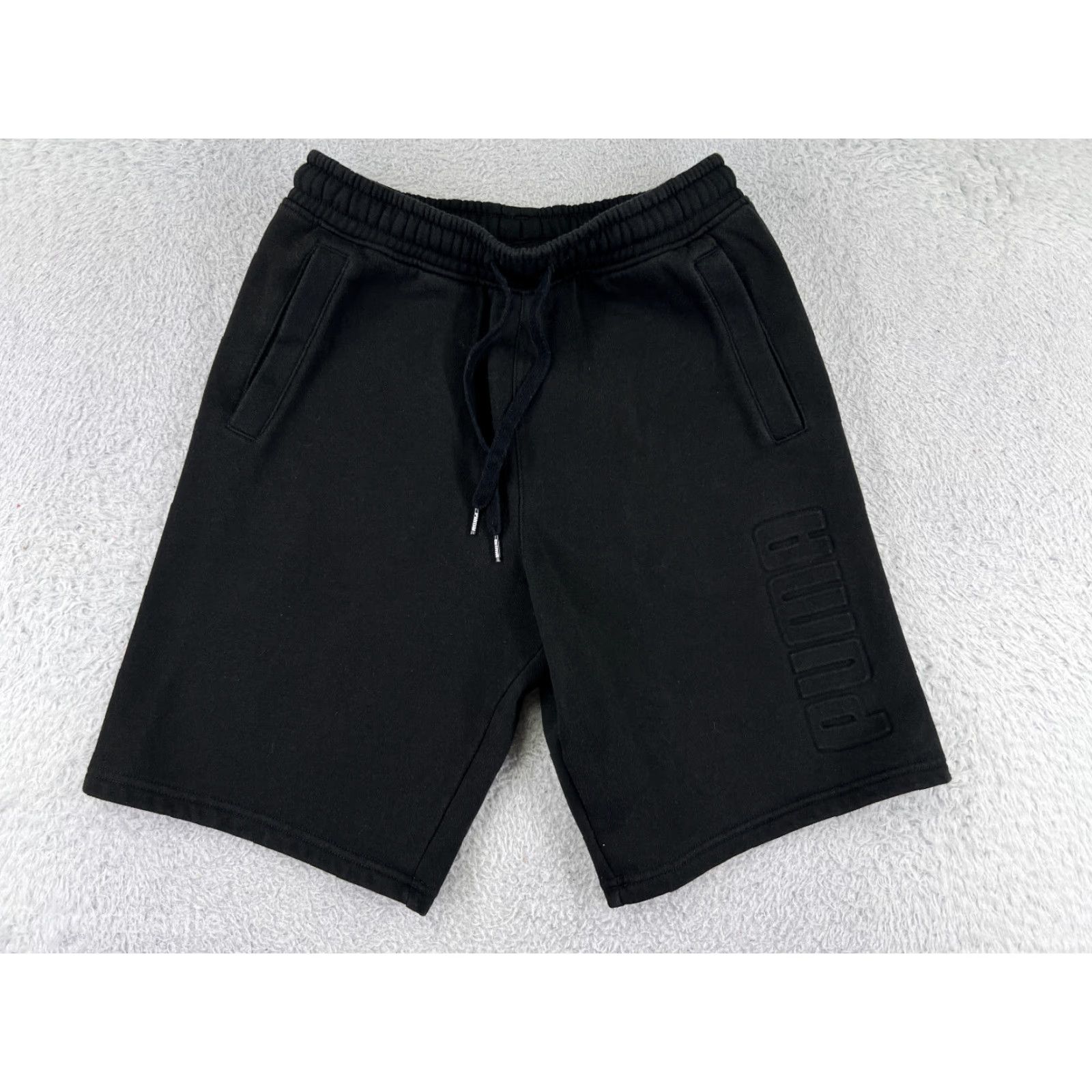 Puma Puma Shorts Womens Small Black Running Gym 100% Cotton Athletic Logo Shirt - Womens Athletic Shorts Black 90s? Size 28" / US 6 / IT 42 - 2 Thumbnail