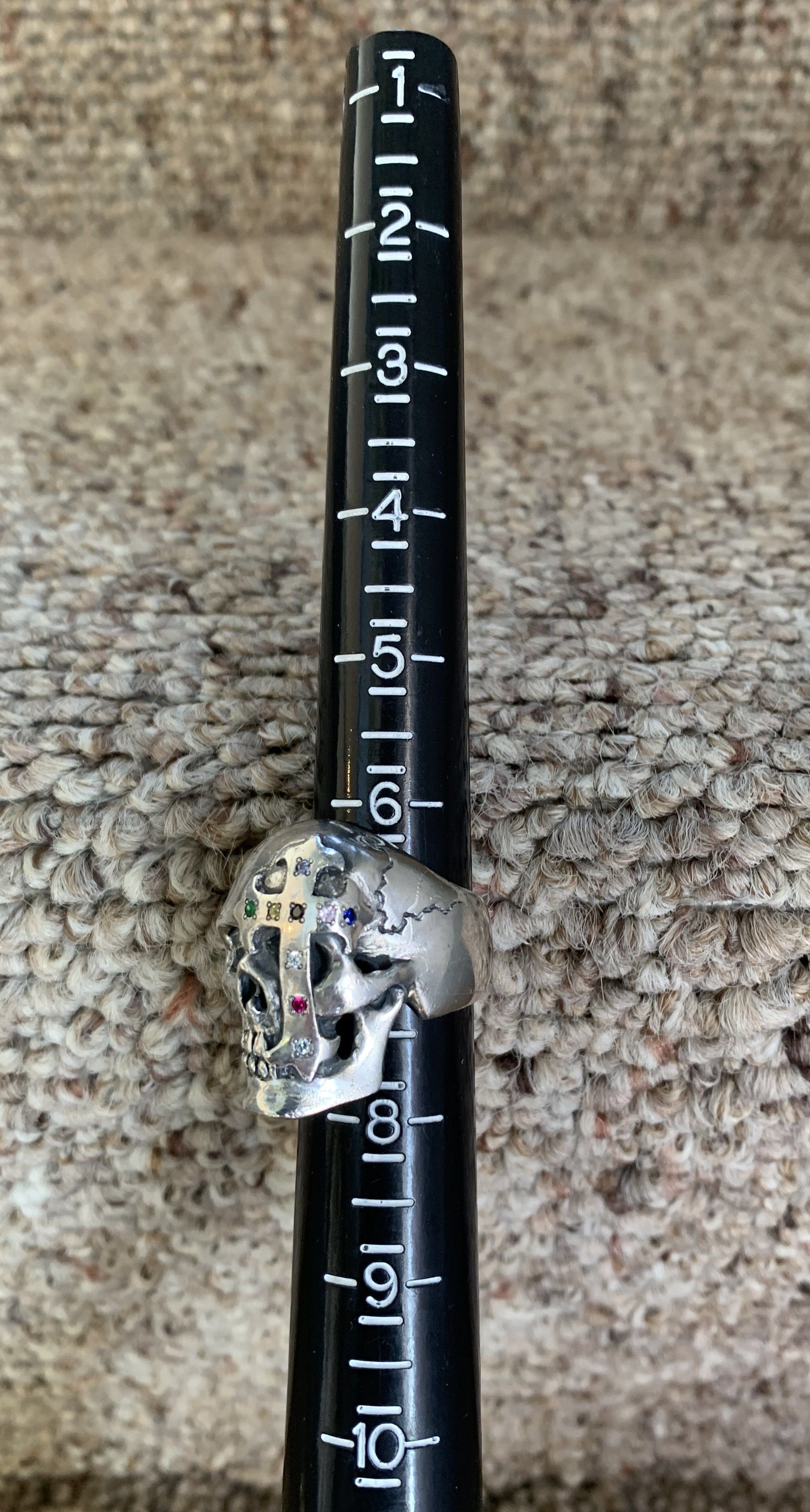 Number (N)ine SS05 "Nightcrawler" Bejeweled Silver Skull Ring Size ONE SIZE - 9 Thumbnail
