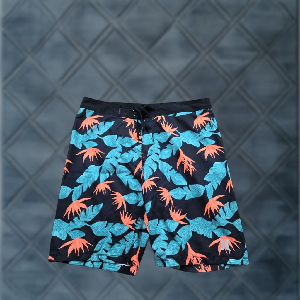 Hurley Hurley Board Shorts Mens 32 Black Floral Print Drawstring 8" Inseam Size US 32 / EU 48 - 1 Thumbnail