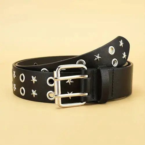 Vintage Trendy Pentagonal Star Rivet Men's Belt Size ONE SIZE - 3 Thumbnail