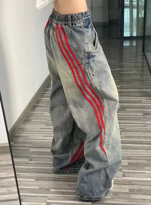 Japanese Brand Kimijima x Kumi Striped Quilted Distressed Jean Size US 29 - 4 Thumbnail