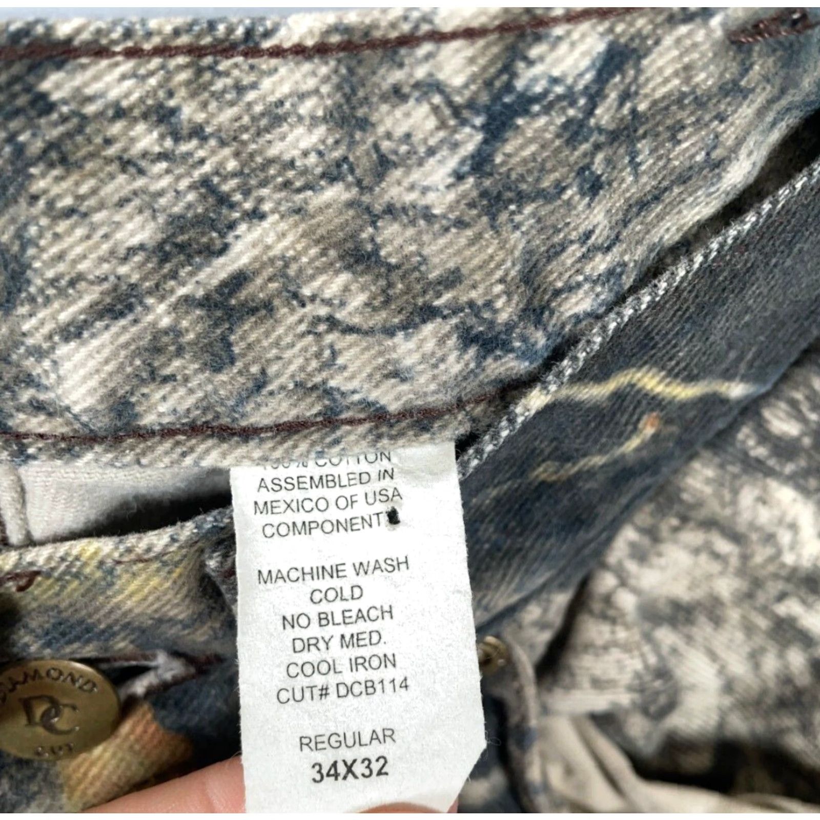 Vintage VINTAGE Diamond Cut Men's Jeans Camouflage 34 x 30 Mossy Oak Break Up Cotton Denim Straight 90s Retro Natural Size US 34 / EU 50 - 4 Thumbnail
