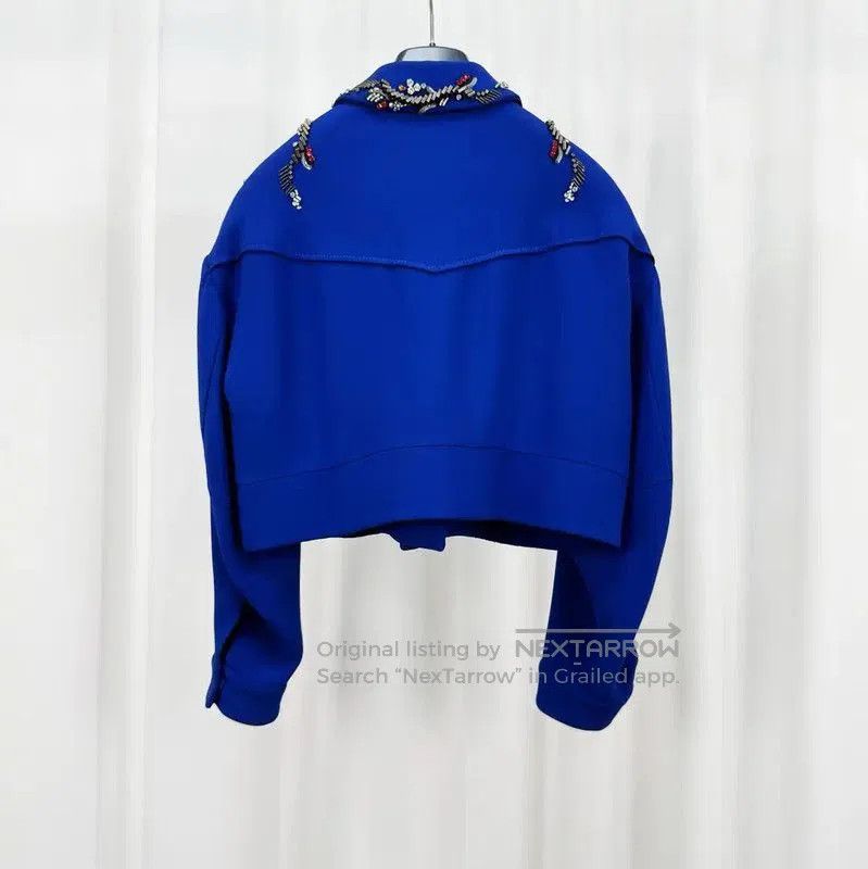 Miu Miu Miu Miu Embroidered Blue Wool Jacket . Size M / US 6-8 / IT 42-44 - 2 Thumbnail