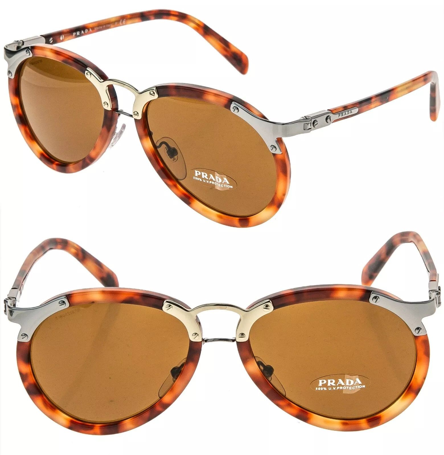 PRADA 01T WANDERER Aviator PR01TS Red Brown Sunglasses 01TS