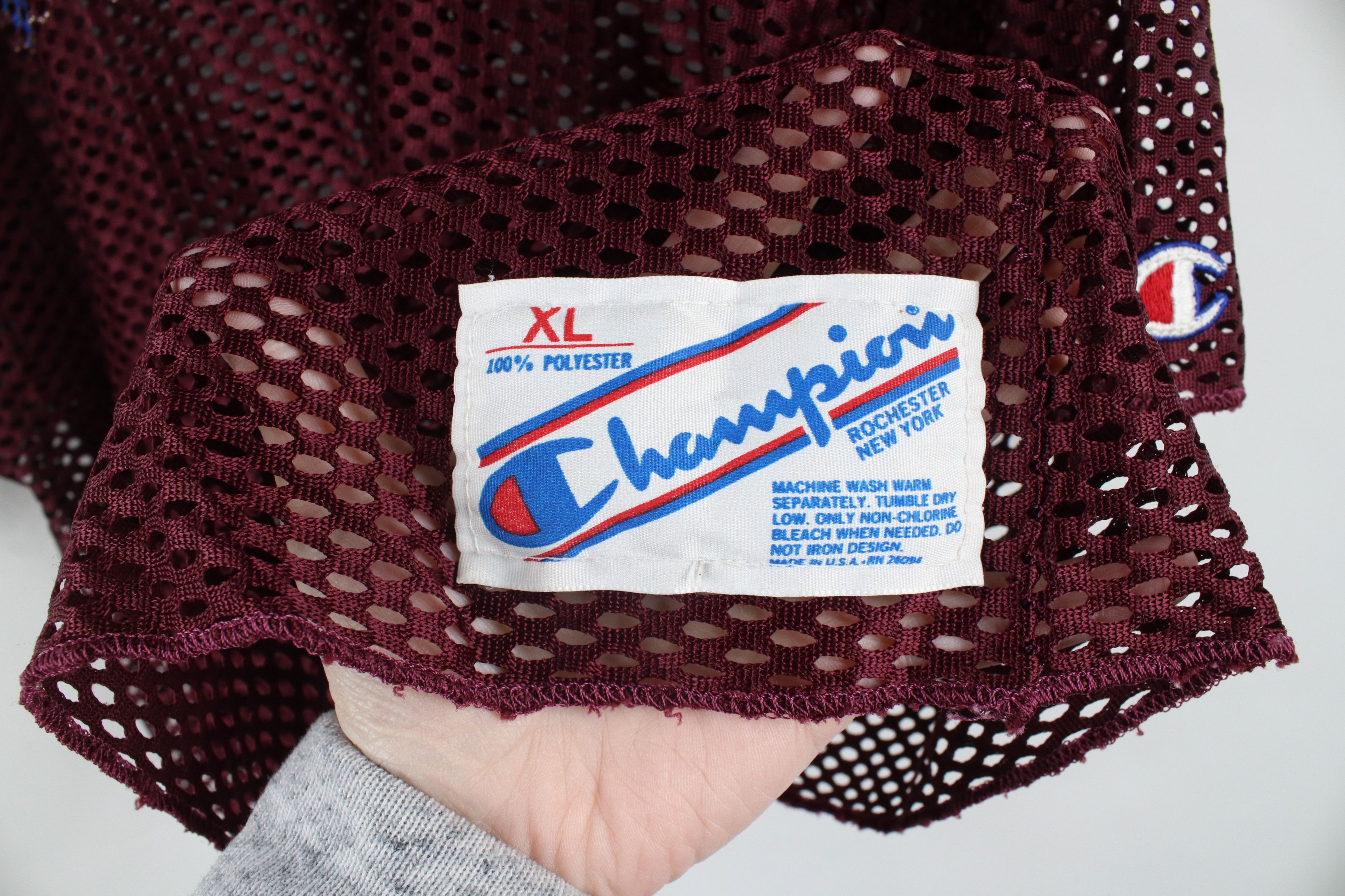 Champion × Vintage Vintage 80s Champion Cropped Football Jersey Burgundy USA Size US XL / EU 56 / 4 - 6 Thumbnail
