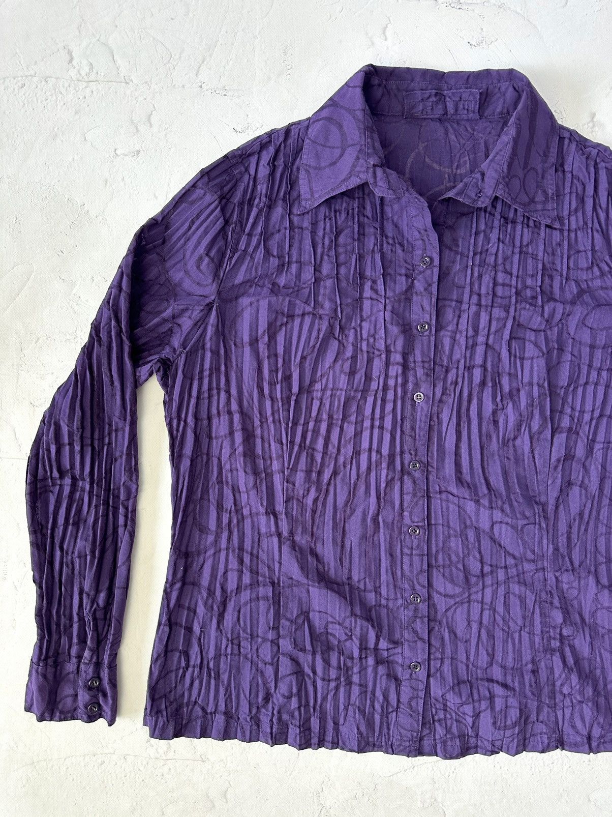 Vintage Vintage Issey Miyake Style Pleated Shirt Size L / US 10 / IT 46 - 3 Thumbnail