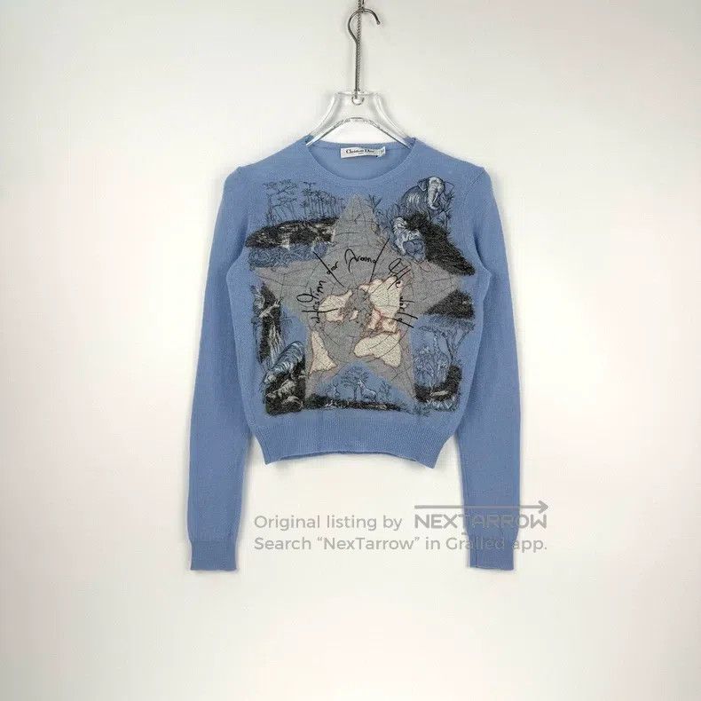 Dior Dior Blue five-pointed star animal cashmere sweater Size XS / US 0-2 / IT 36-38 - 3 Thumbnail