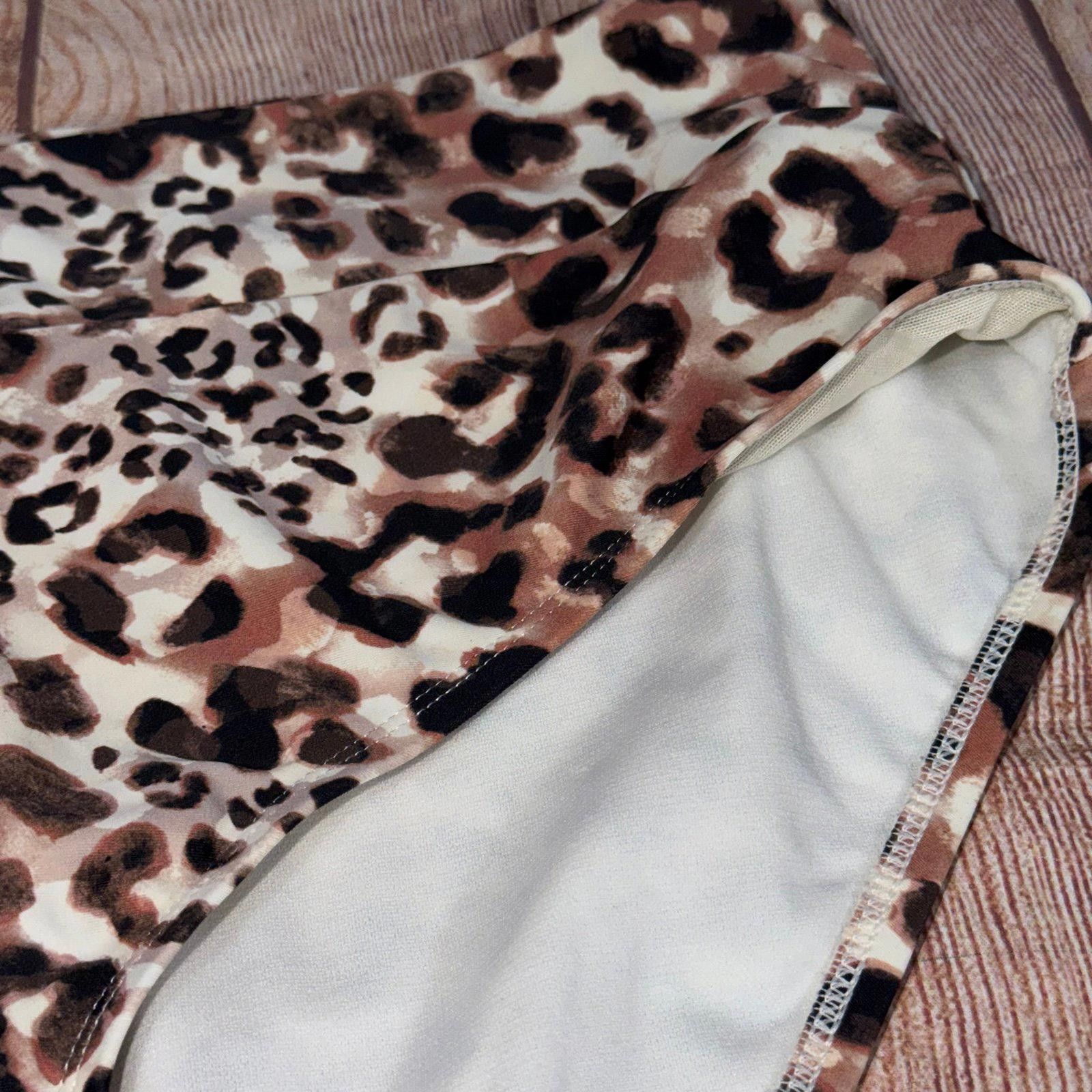 Other Time and Tru Leopard Print High-Waisted 1X Swim Bottoms Size ONE SIZE - 5 Thumbnail