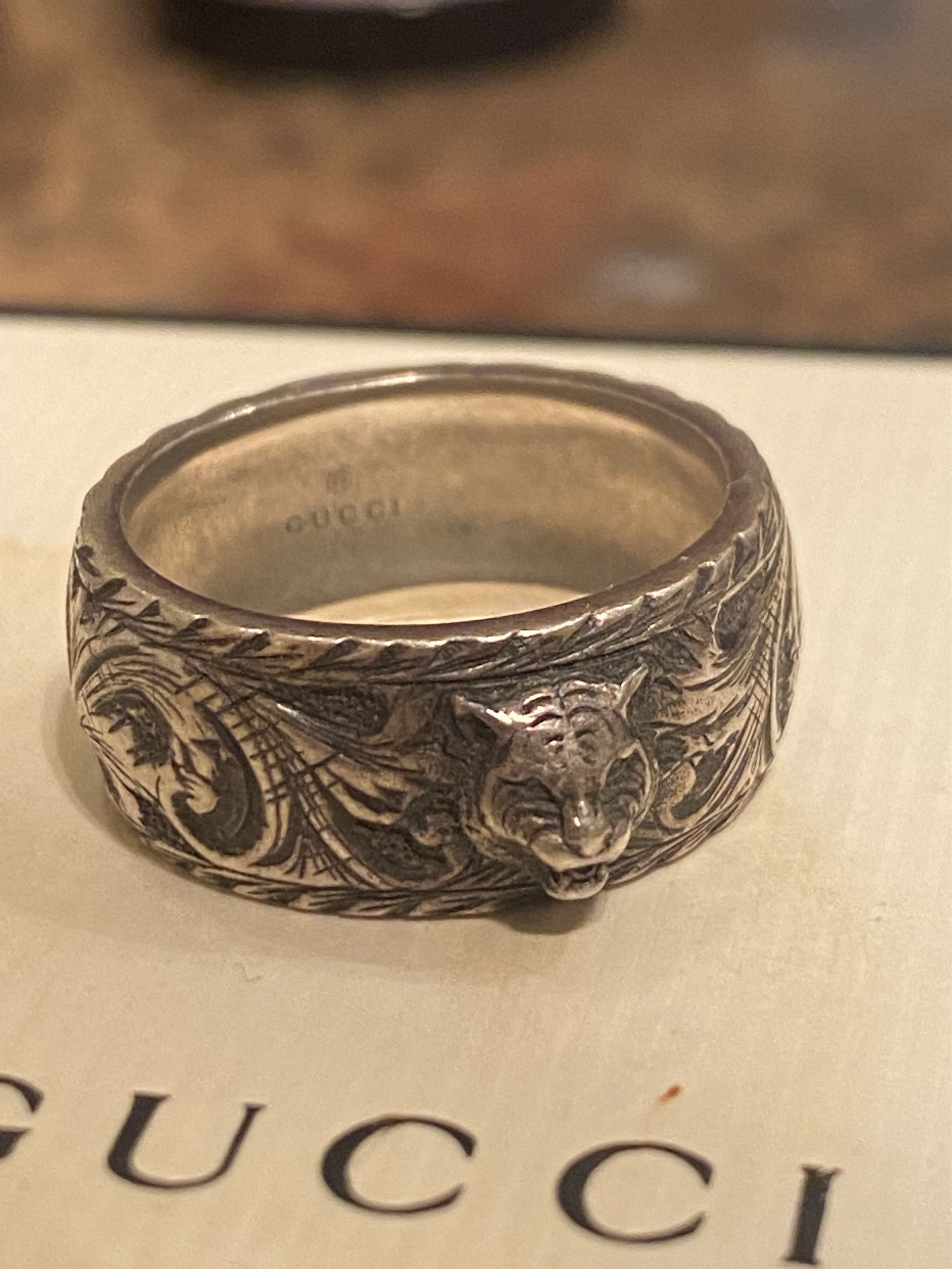 Gucci Thin silver ring with feline head Size ONE SIZE - 4 Thumbnail
