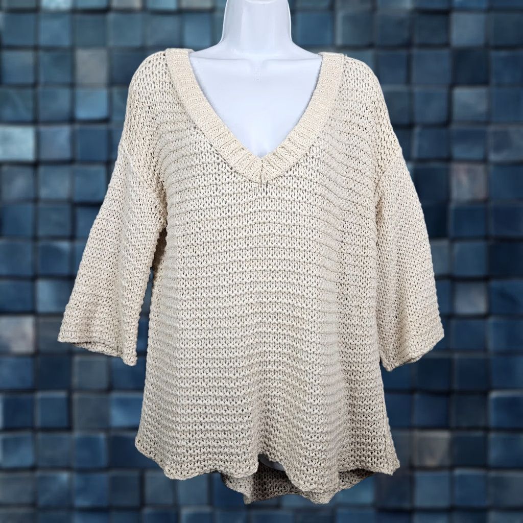 Free People Free People Park Slope Chunky Knit Elbow Sleeve Sweater Size M Ivory Knit Cardigan Women Regular Size M / US 6-8 / IT 42-44 - 1 Thumbnail