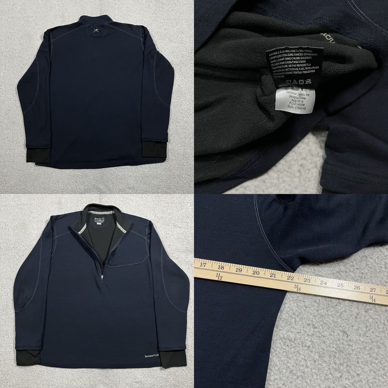 Layer 8 Terramar 1/4 Zip Mens L Base Layer Pullover Climasense Outdoor Thermal Wool Blue Shirt/Top Size US L / EU 52-54 / 3 - 8 Thumbnail