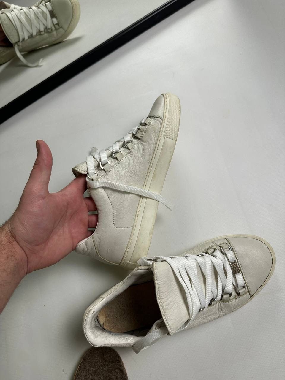 Balenciaga Balenciaga Arena Cracked Opium Leather Opium White Shoes Size US 7.5 / EU 40-41 - 14 Thumbnail