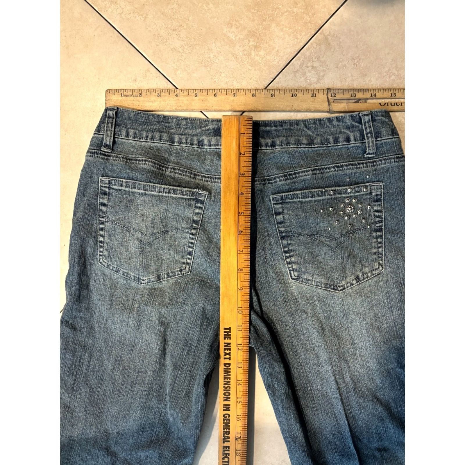 Denime VINTAGE Blue Pointe Jeans Women Size 11 Blue Straight Y2K Mid Rise Jeans 3736 Size 29" - 6 Thumbnail